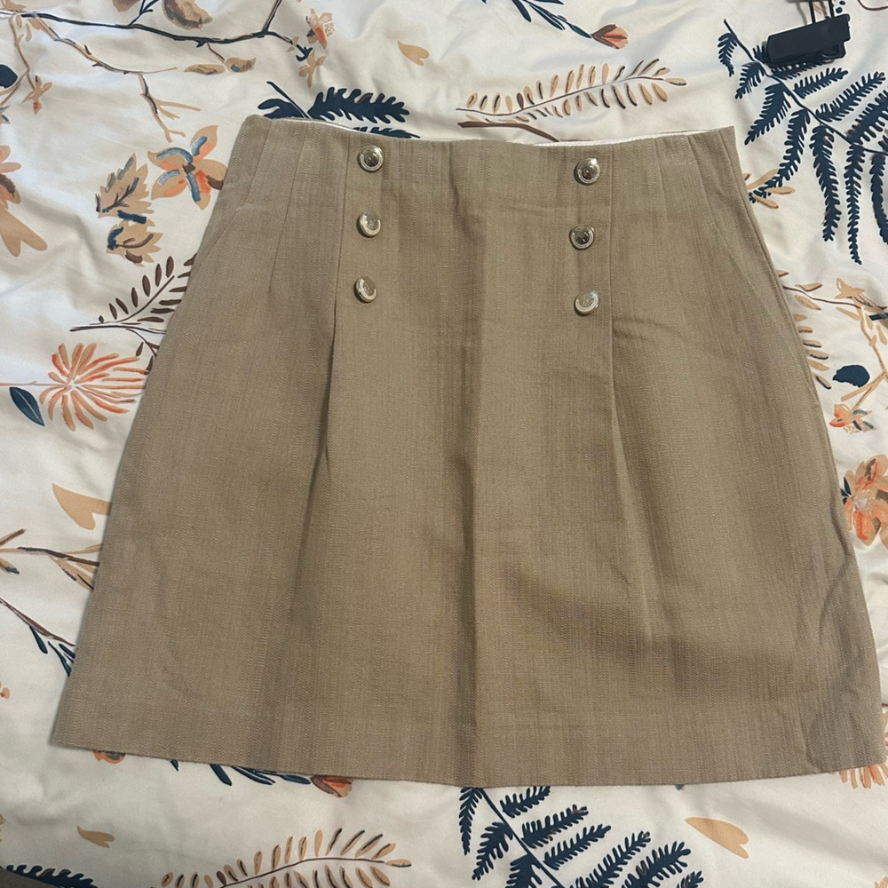Sandro Beige Button-Front Mini Skirt